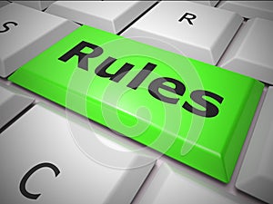 Rules and regulations key means legal policies and laws - 3d illustration photo
