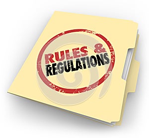 Rules Regulations Manila Folder Stamped Documents Files