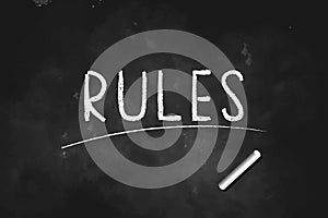 RULES  title written with chalk on blackboard icon logo design vector illustration