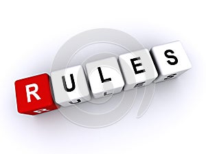 rules word block on white