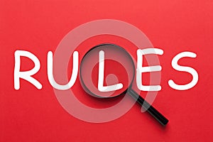 Rules written on red background