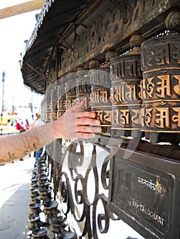rulli con preghiere incise, Kathmandu, Nepal photo