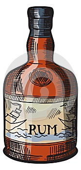 Rum bottle. Alcohol distillery hand drawn icon