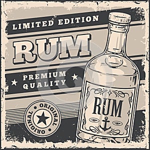 Rum bottle monochrome vintage sticker