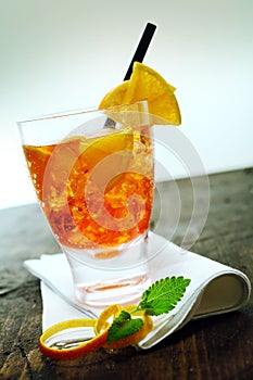 Rum cocktail with fresh orange