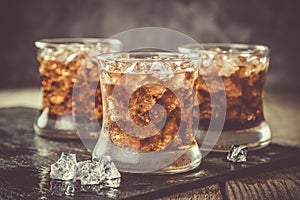 Rum and cola cocktail in glasses