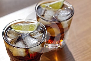 Rum, Cola, Cuba Libre, alcohol, Top view, ice, rum, glass, cocktail, refreshment, lime, cuba