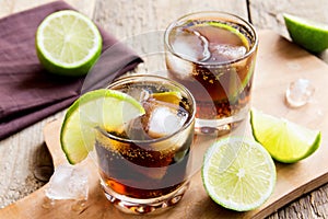 Rum and cola Cuba Libre drink