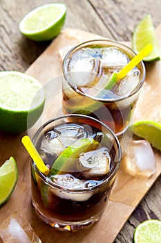 Rum and cola Cuba Libre drink