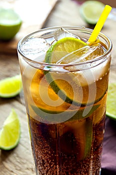 Rum and cola Cuba Libre drink