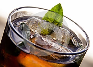 Rum and diet coke close up