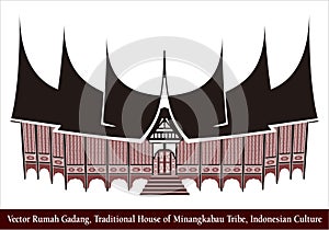 Rumah Gadang Minangkabau Vector Rumah Gadang, Traditional House of Minangkabau Tribe, Indonesian Culture