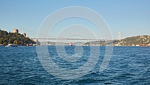 Rumeli Castle and Fatih Sultan Mehmet Bridge in Istanbul, Turkey