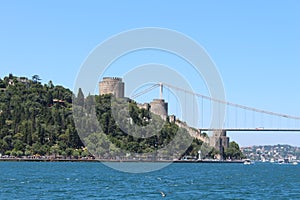 Rumeli Hisari or Rumeli Fortress with Fatih Sultan Mehmet Bridge