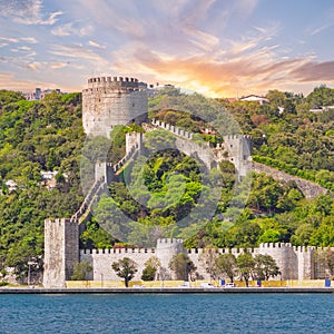 Rumelihisari, or Bogazkesen Castle, at the hills of the European side of Bosphorus Strait, Istanbul, Turkey