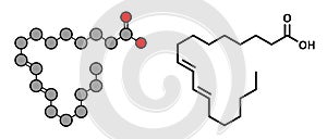 Rumenic acid (bovinic acid, conjugated linoleic acid, CLA) fatty acid molecule photo