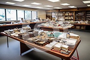 rummage sale at library, with books and other items for sale photo
