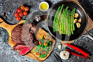 Rump steak and vegetables