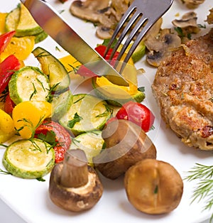 Rump steak with vegetables