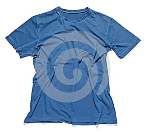 Rumpled and crinkled blue cotton t-shirt photo