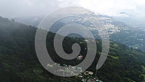 Rumtek Monastery area in Sikkim India seen from the sky