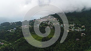 Rumtek Monastery area in Sikkim India seen from the sky