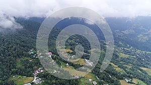 Rumtek Monastery area in Sikkim India seen from the sky