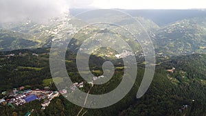 Rumtek Monastery area in Sikkim India seen from the sky