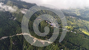 Rumtek Monastery area in Sikkim India seen from the sky