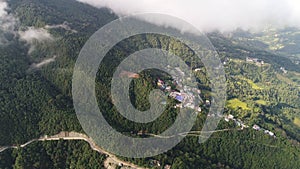 Rumtek Monastery area in Sikkim India seen from the sky