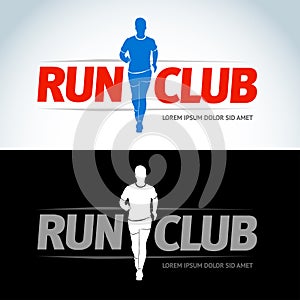 Run club logo template. Sport logotype template, sports club, running club and fitness logo design template.