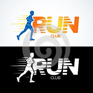 Run club logo template. Sport logotype template, sports club, running club and fitness logo design template. Man fitness.