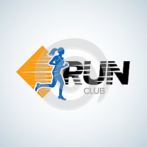 Run club logo template. Sport logotype template, sports club, running club and fitness logo design template