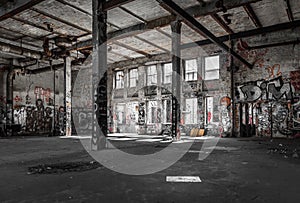 Run down loft room - abandoned warehouse / factory