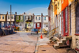 Run-down residential area in Baltimore, Maryland.