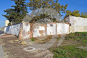 Run down walls of a demolished building