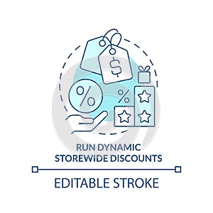 Run dynamic storewide discounts turquoise concept icon photo