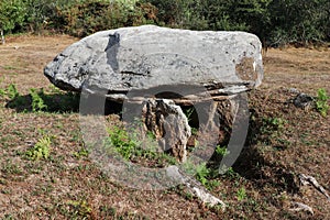 Run-er-Sinzen dolmen - megalithic monument near Erdeven in Brittany