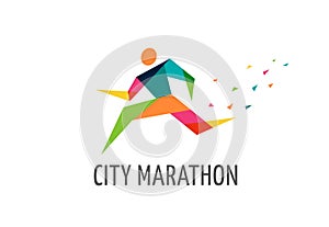 Run icon, symbol, marathon poster and logo