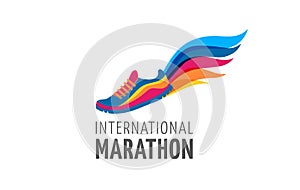 Run icon, symbol, marathon poster and logo photo