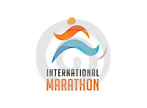 Run icon, symbol, marathon poster and logo photo