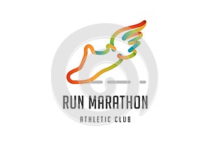 Run icon, symbol, marathon poster and logo photo