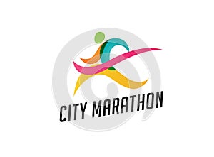 Run icon, symbol, marathon poster and logo photo