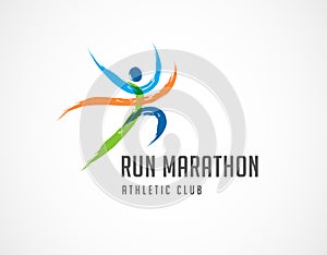 Run icon, symbol, marathon poster and logo photo