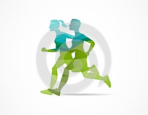 Run icon, symbol, marathon poster and logo photo