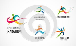 Run icon, symbol, running marathon poster and logo collection photo