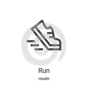 run icon vector from health collection. Thin line run outline icon vector illustration. Linear symbol for use on web and mobile