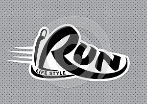 Run lettering emblem