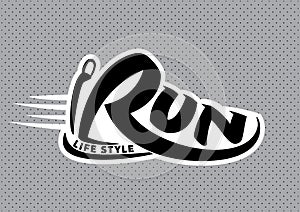 Run lettering emblem photo