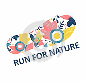 Run for nature. Track from the sneaker, concept